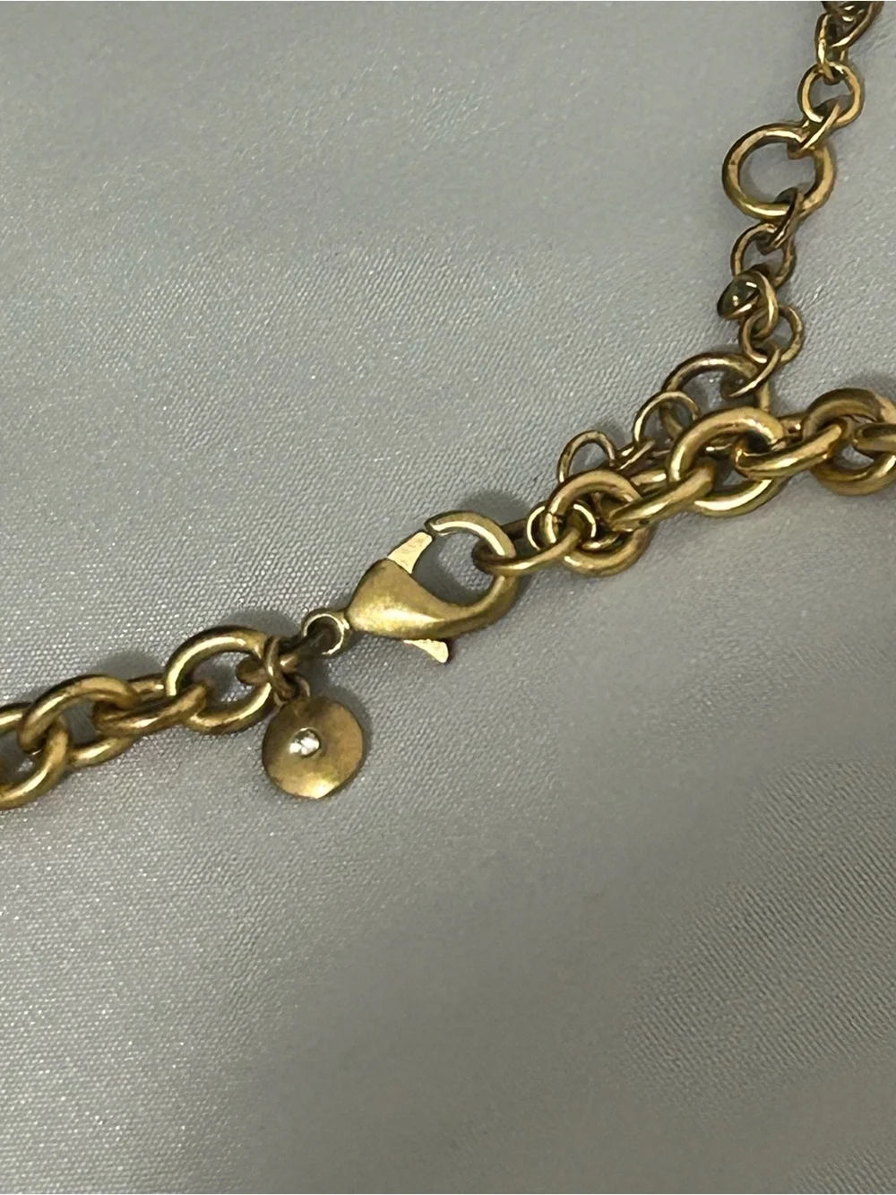 J. Crew Gold Chain Statement Necklace with Gray, Peach and Cream Accents